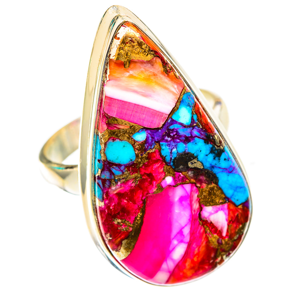 Kingman Pink Dahlia Turquoise Rings handcrafted by Anasilvercos - RING118561 - Photo 2