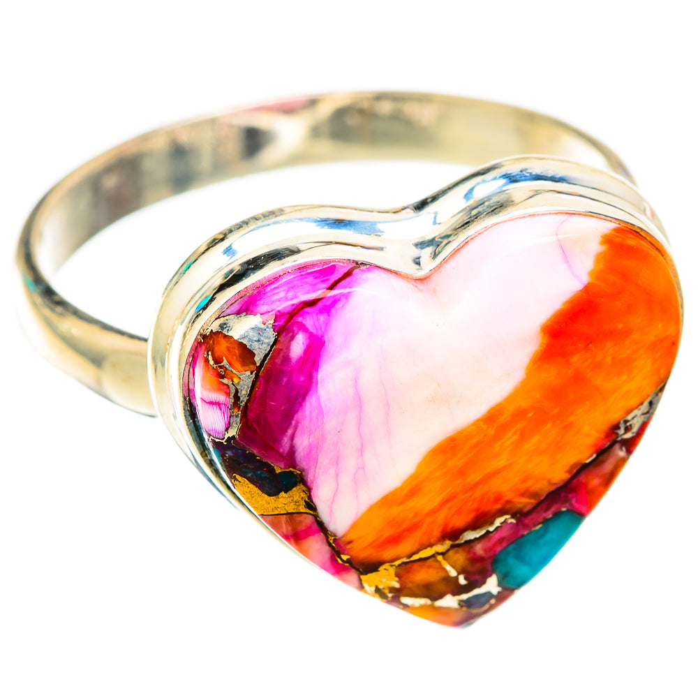 Kingman Pink Dahlia Turquoise Rings handcrafted by Anasilvercos - RING118582 - Photo 2