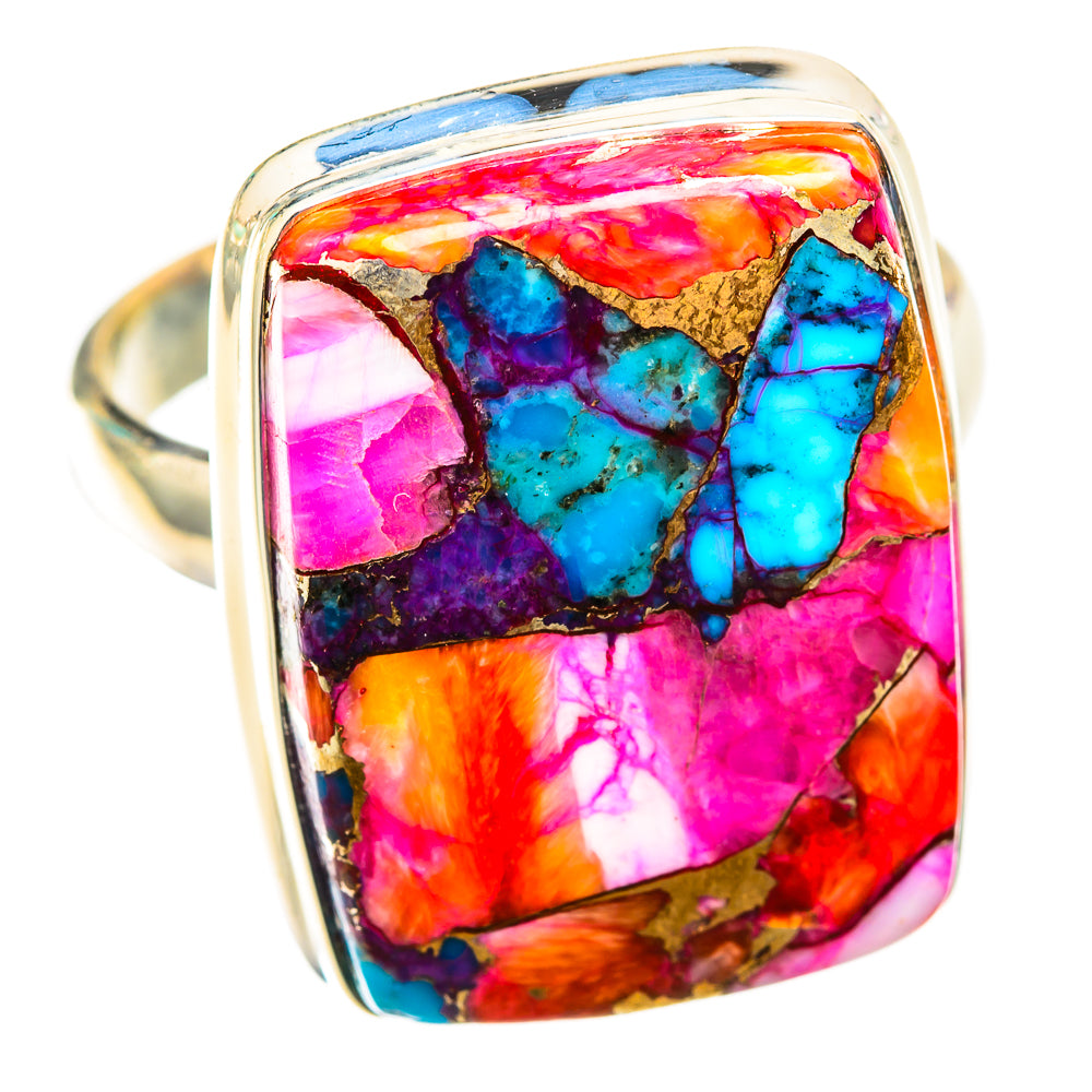 Kingman Pink Dahlia Turquoise Rings handcrafted by Anasilvercos - RING118583 - Photo 2
