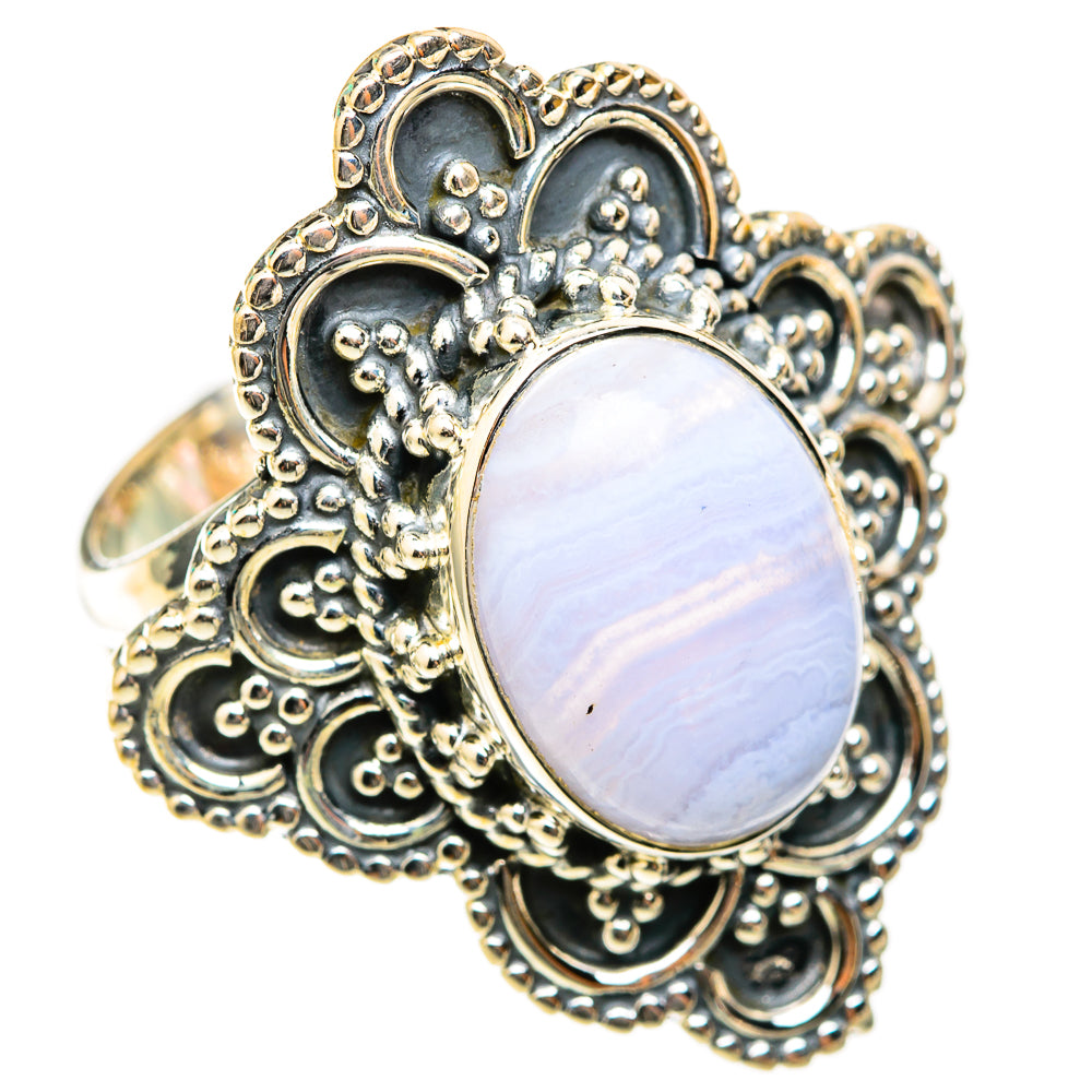 Blue Lace Agate Rings handcrafted by Anasilvercos - RING118599 - Photo 2