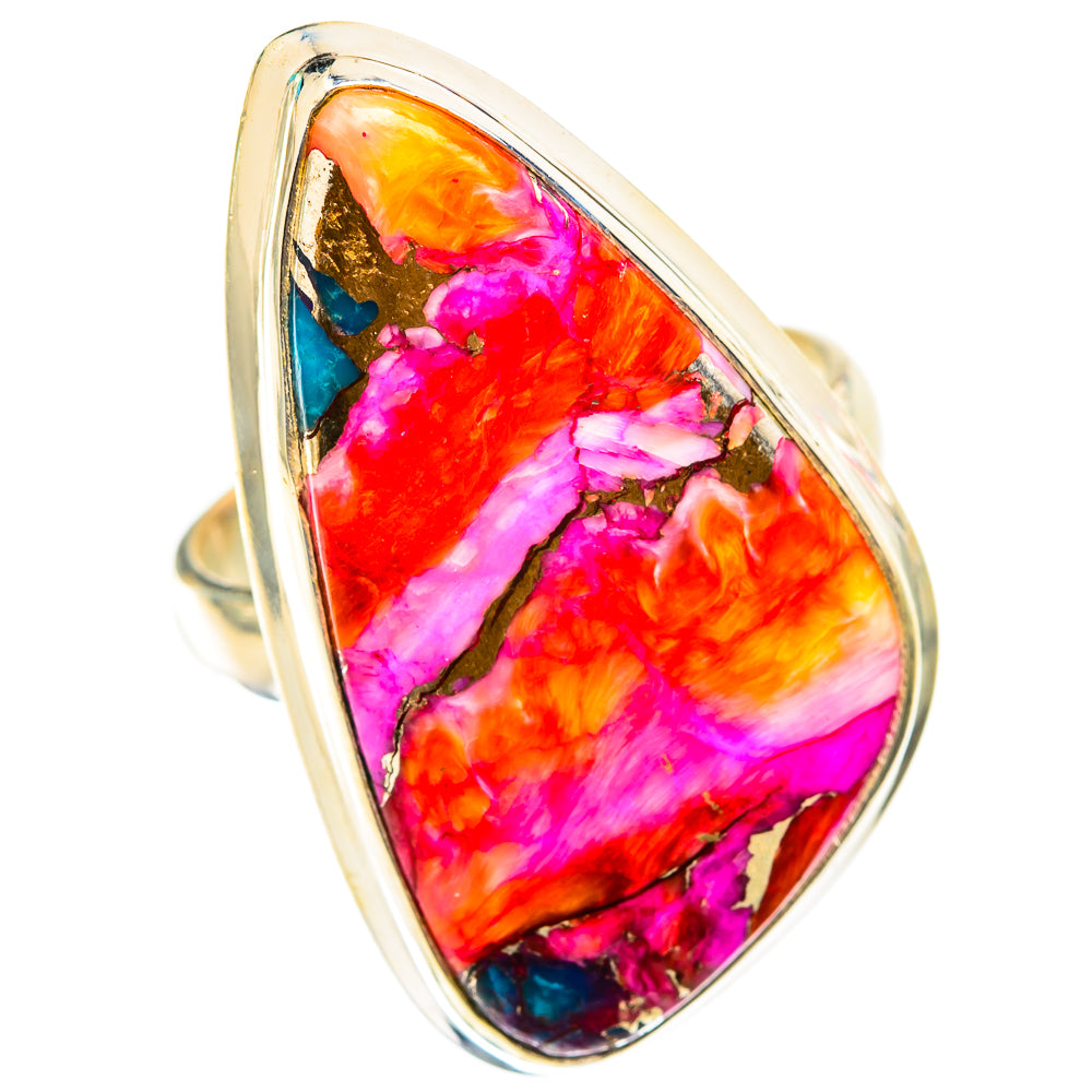 Kingman Pink Dahlia Turquoise Rings handcrafted by Anasilvercos - RING118602 - Photo 2