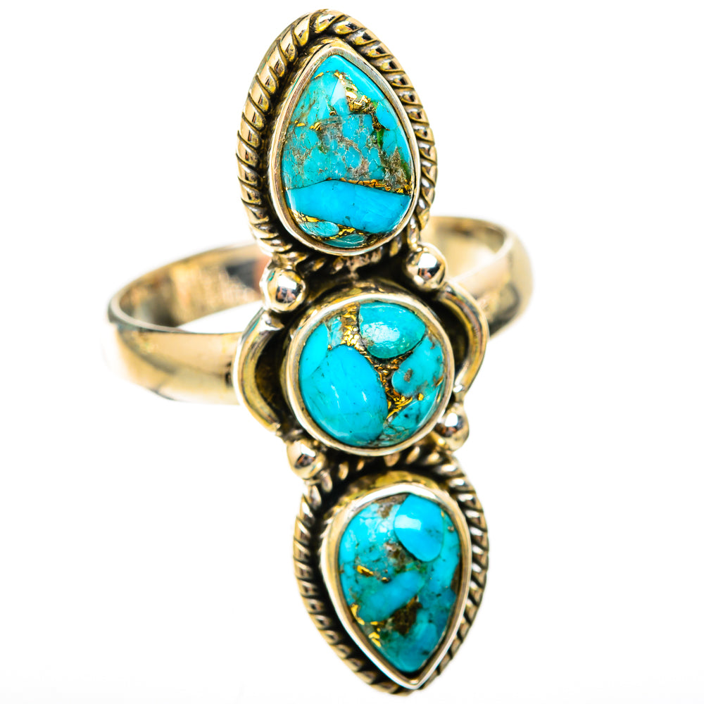 Blue Copper Composite Turquoise Rings handcrafted by Anasilvercos - RING118608 - Photo 2