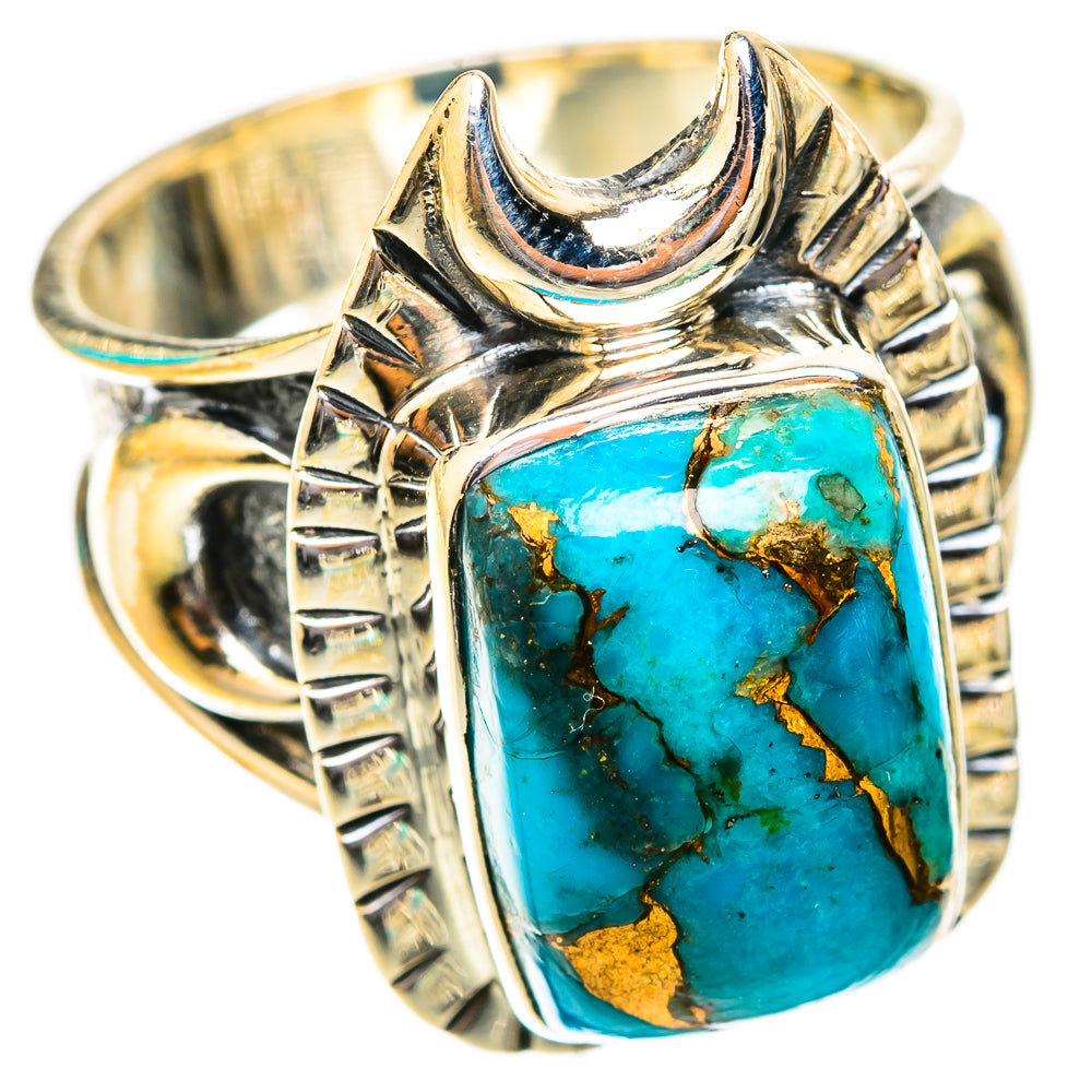 Blue Copper Composite Turquoise Rings handcrafted by Anasilvercos - RING118611 - Photo 2