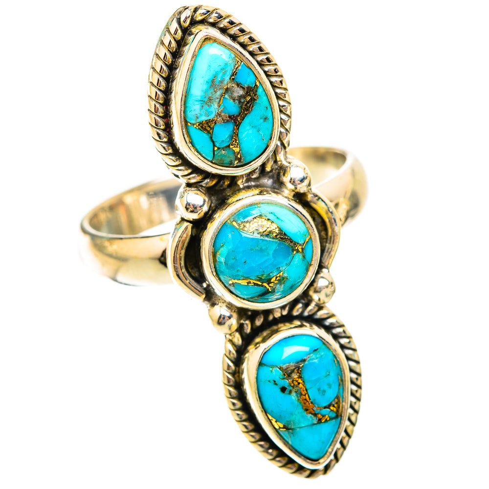 Blue Copper Composite Turquoise Rings handcrafted by Anasilvercos - RING118633 - Photo 2