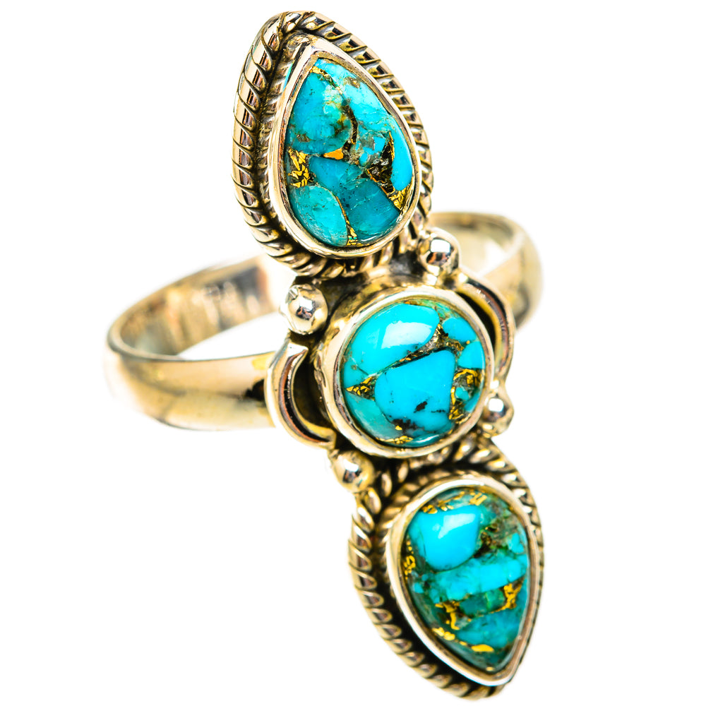 Blue Copper Composite Turquoise Rings handcrafted by Anasilvercos - RING118660 - Photo 2