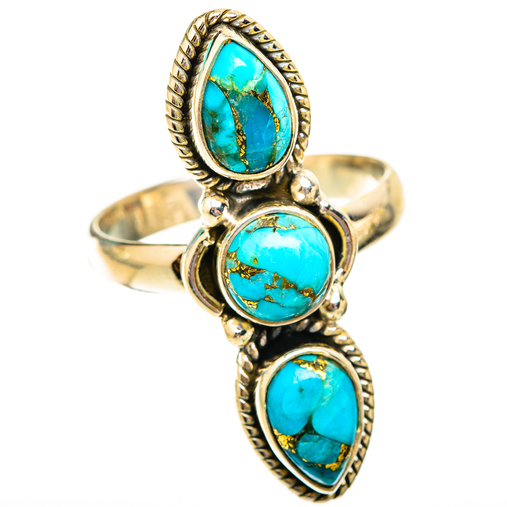 Blue Copper Composite Turquoise Rings handcrafted by Anasilvercos - RING118685 - Photo 2