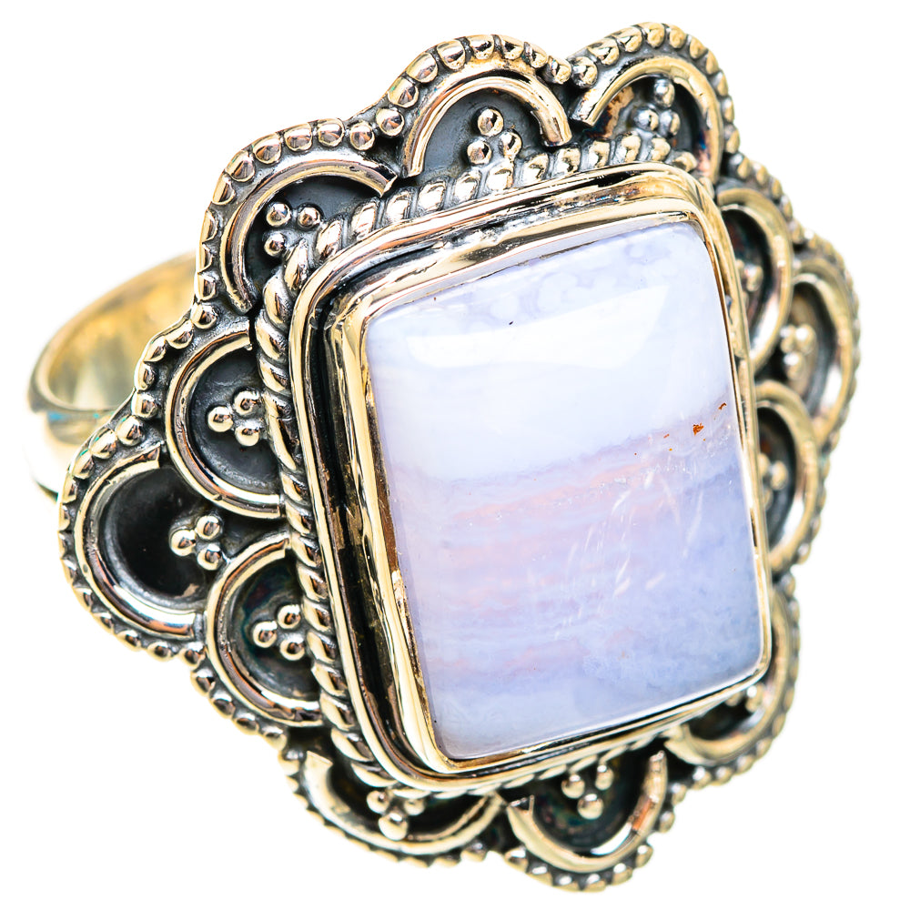 Blue Lace Agate Rings handcrafted by Anasilvercos - RING118701 - Photo 2