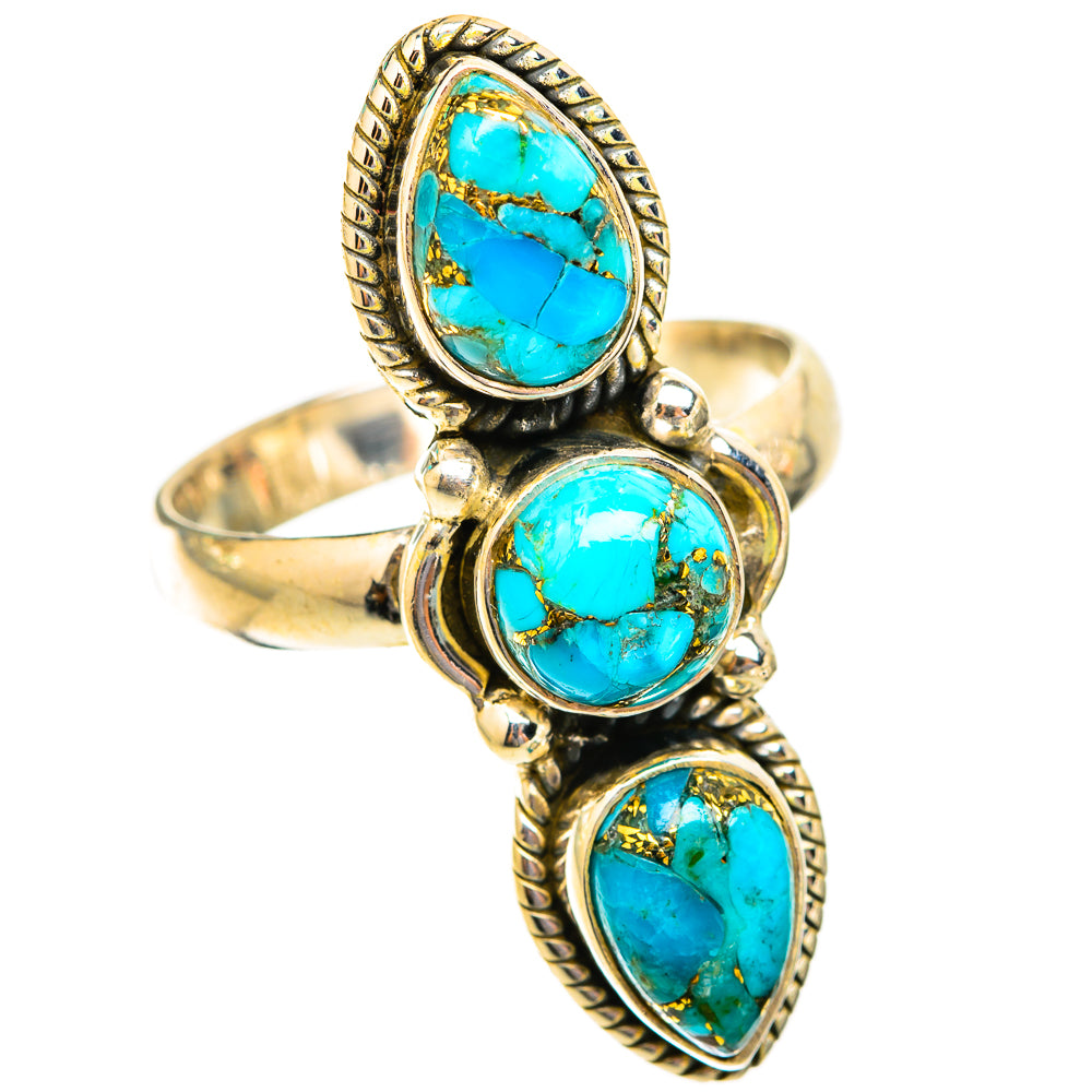 Blue Copper Composite Turquoise Rings handcrafted by Anasilvercos - RING118752 - Photo 2