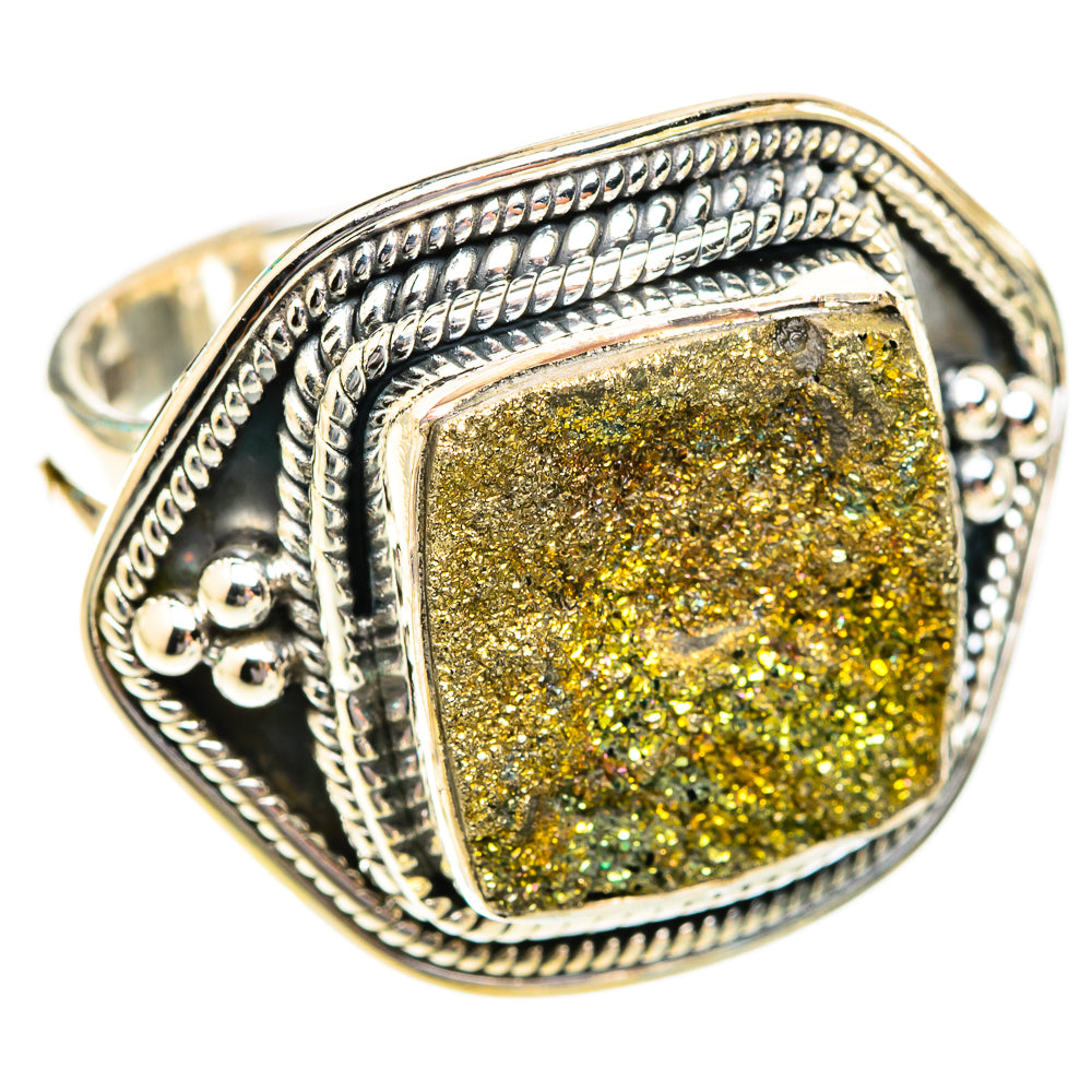 Spectro Pyrite Druzy Rings handcrafted by Anasilvercos - RING118773 - Photo 2