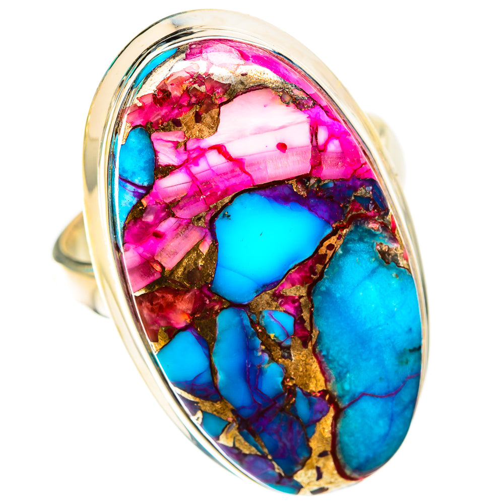 Kingman Pink Dahlia Turquoise Rings handcrafted by Anasilvercos - RING118778 - Photo 2