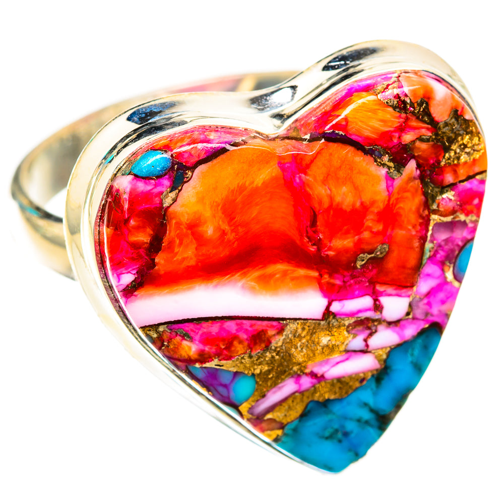 Kingman Pink Dahlia Turquoise Rings handcrafted by Anasilvercos - RING118815 - Photo 2