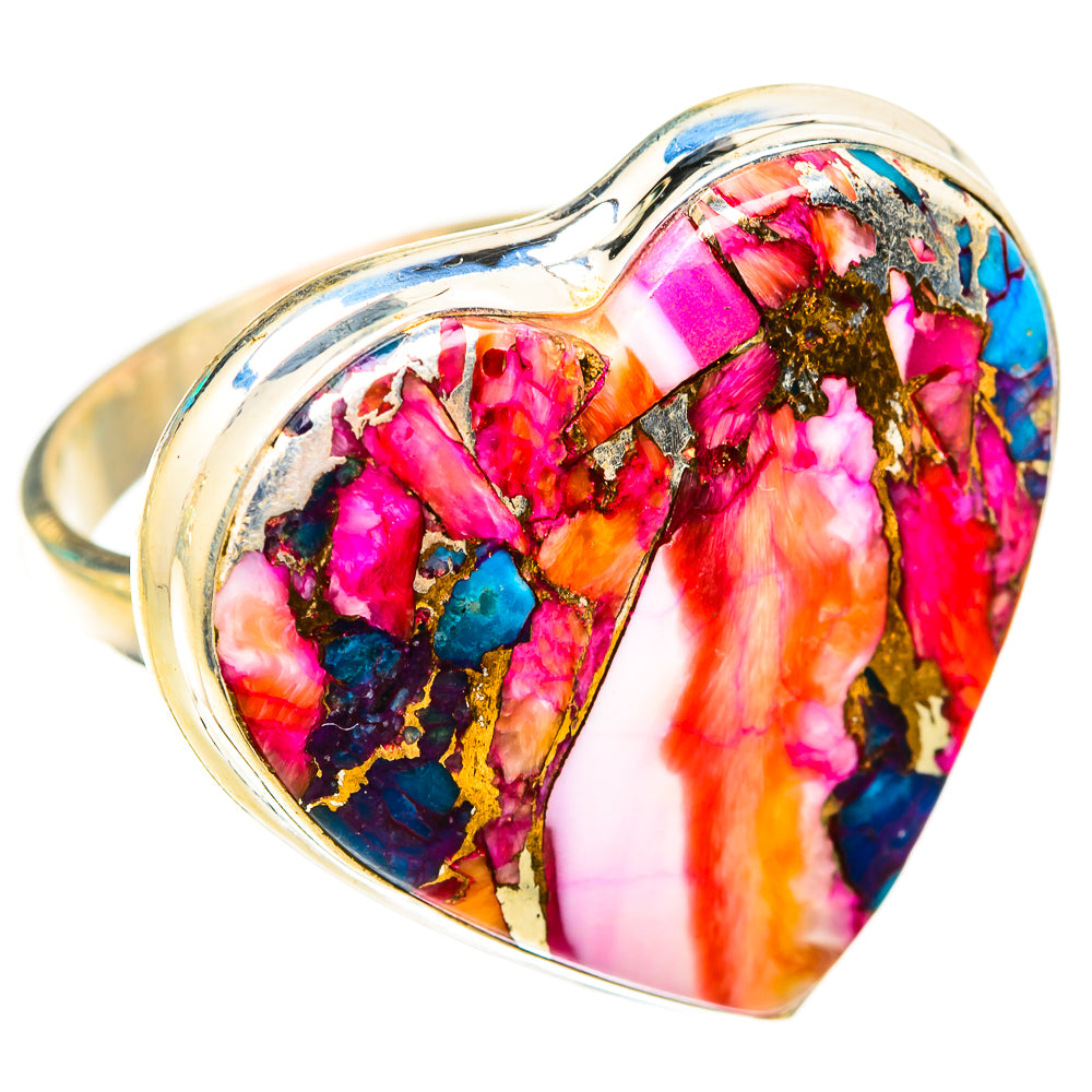 Kingman Pink Dahlia Turquoise Rings handcrafted by Anasilvercos - RING118846 - Photo 2