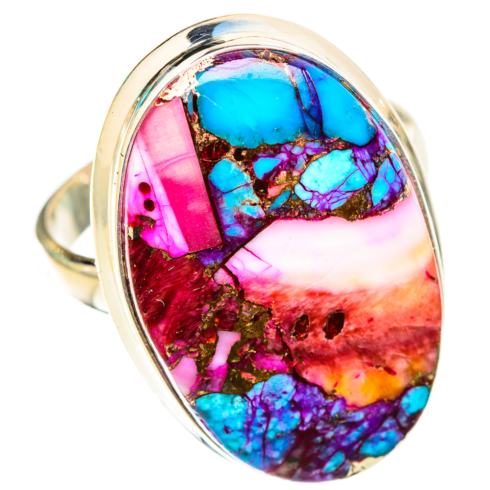 Kingman Pink Dahlia Turquoise Rings handcrafted by Anasilvercos - RING118847 - Photo 2