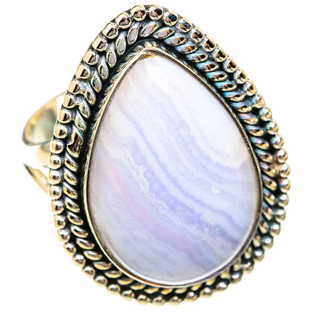 Blue Lace Agate Rings handcrafted by Anasilvercos - RING118876 - Photo 2
