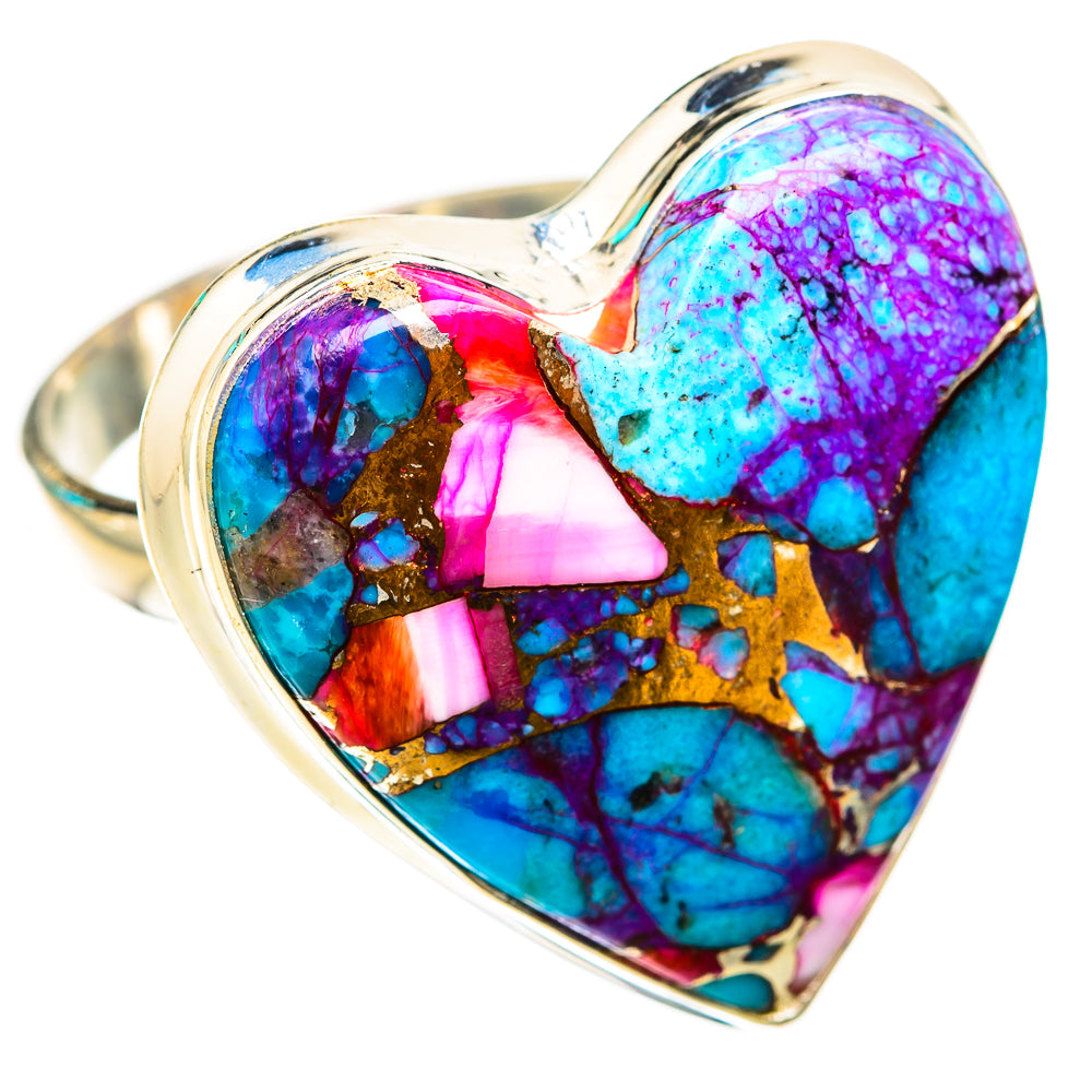Kingman Pink Dahlia Turquoise Rings handcrafted by Anasilvercos - RING118877 - Photo 2