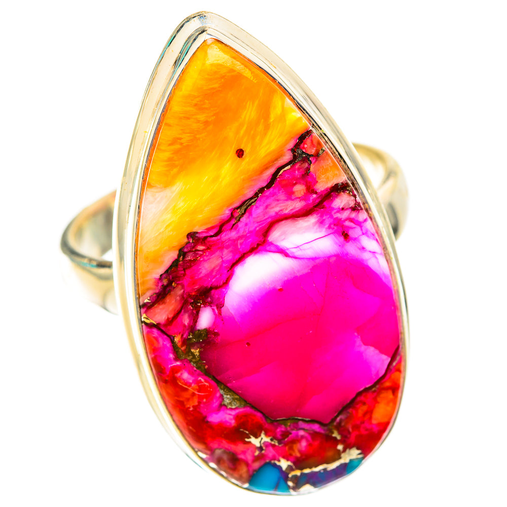Kingman Pink Dahlia Turquoise Rings handcrafted by Anasilvercos - RING118901 - Photo 2