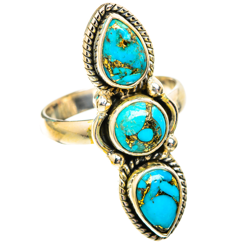 Blue Copper Composite Turquoise Rings handcrafted by Anasilvercos - RING118909 - Photo 2