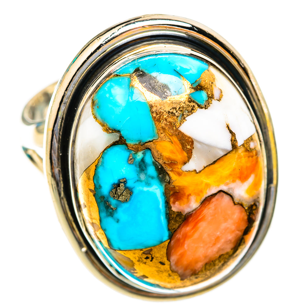 Spiny Oyster Turquoise Rings handcrafted by Anasilvercos - RING118950 - Photo 2