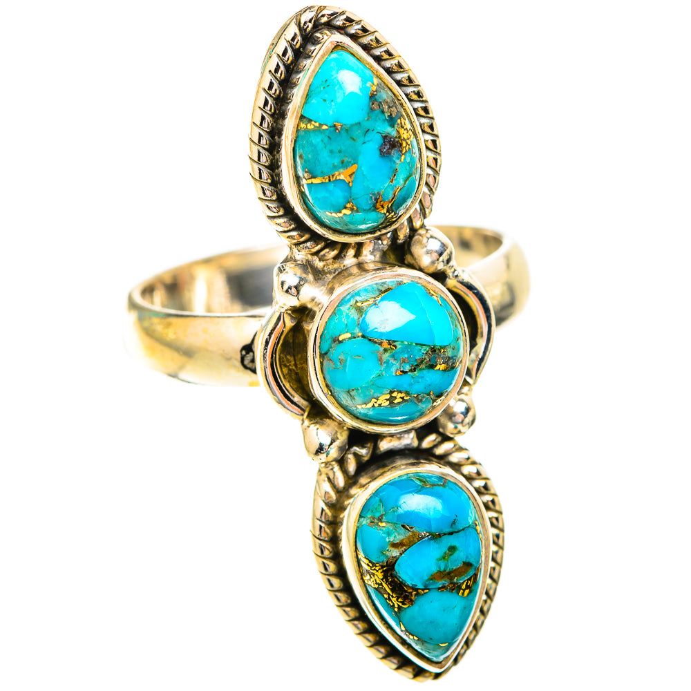 Blue Copper Composite Turquoise Rings handcrafted by Anasilvercos - RING118974 - Photo 2
