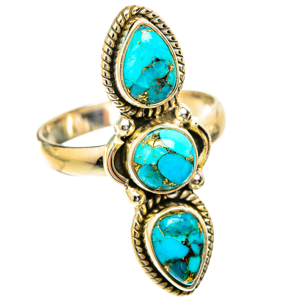Blue Copper Composite Turquoise Rings handcrafted by Anasilvercos - RING118993 - Photo 2
