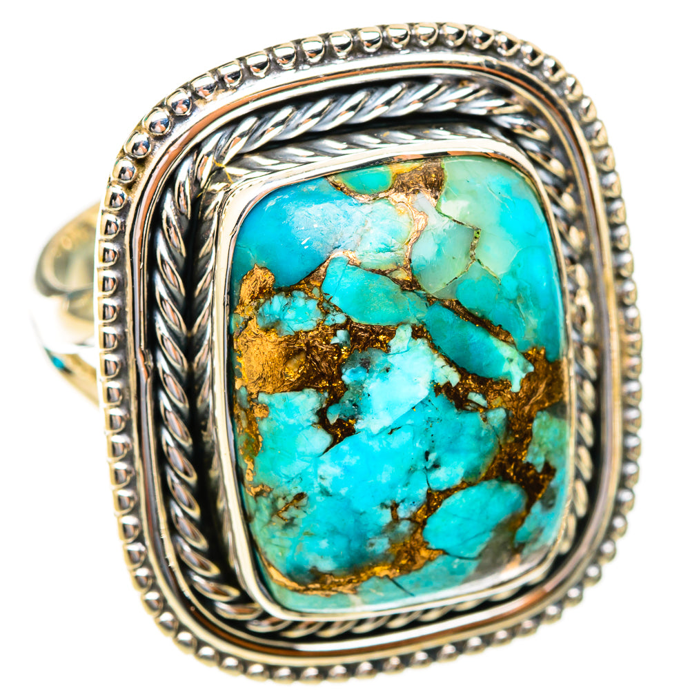 Blue Copper Composite Turquoise Rings handcrafted by Anasilvercos - RING118994 - Photo 2
