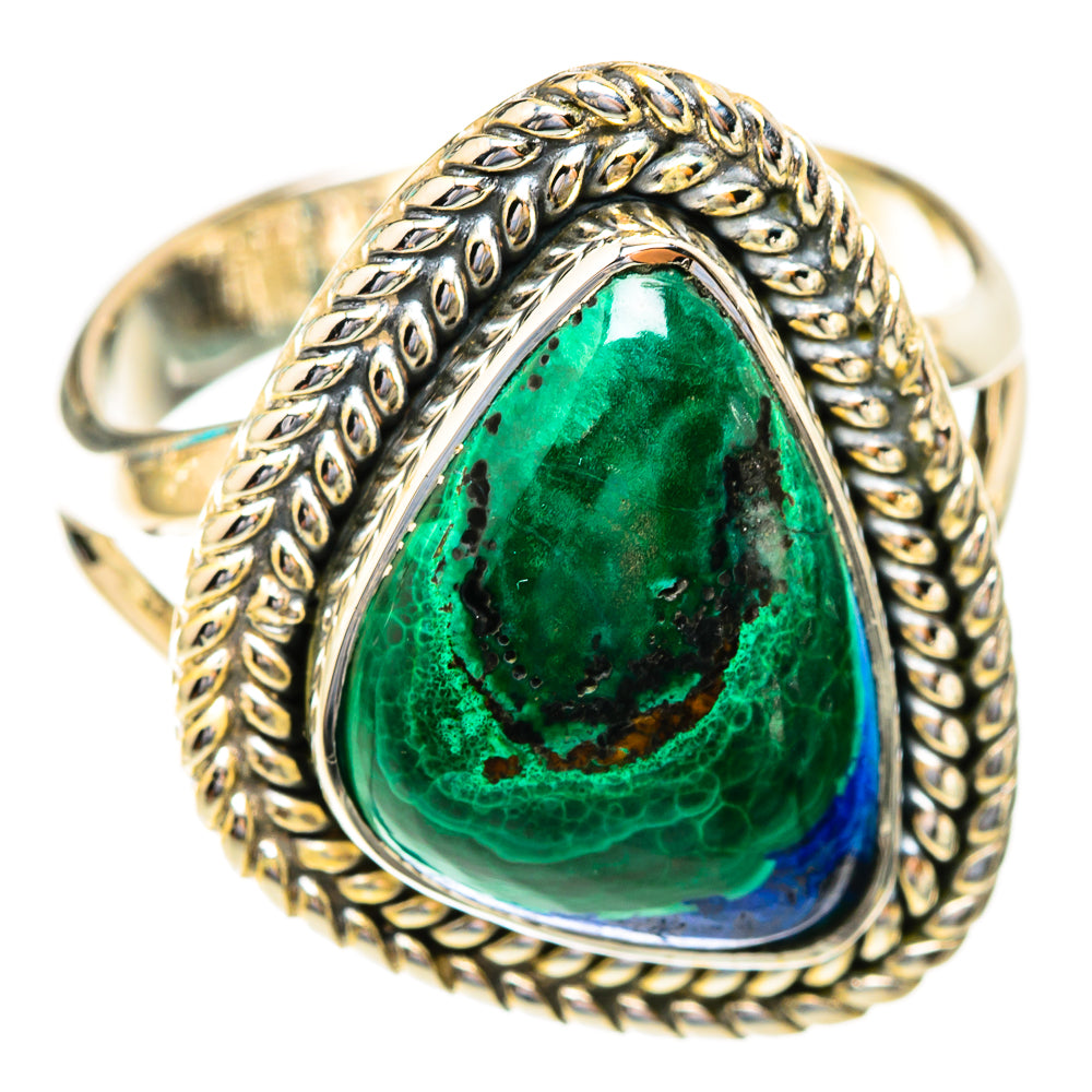Azurite In Malachite Rings handcrafted by Anasilvercos - RING119001 - Photo 2