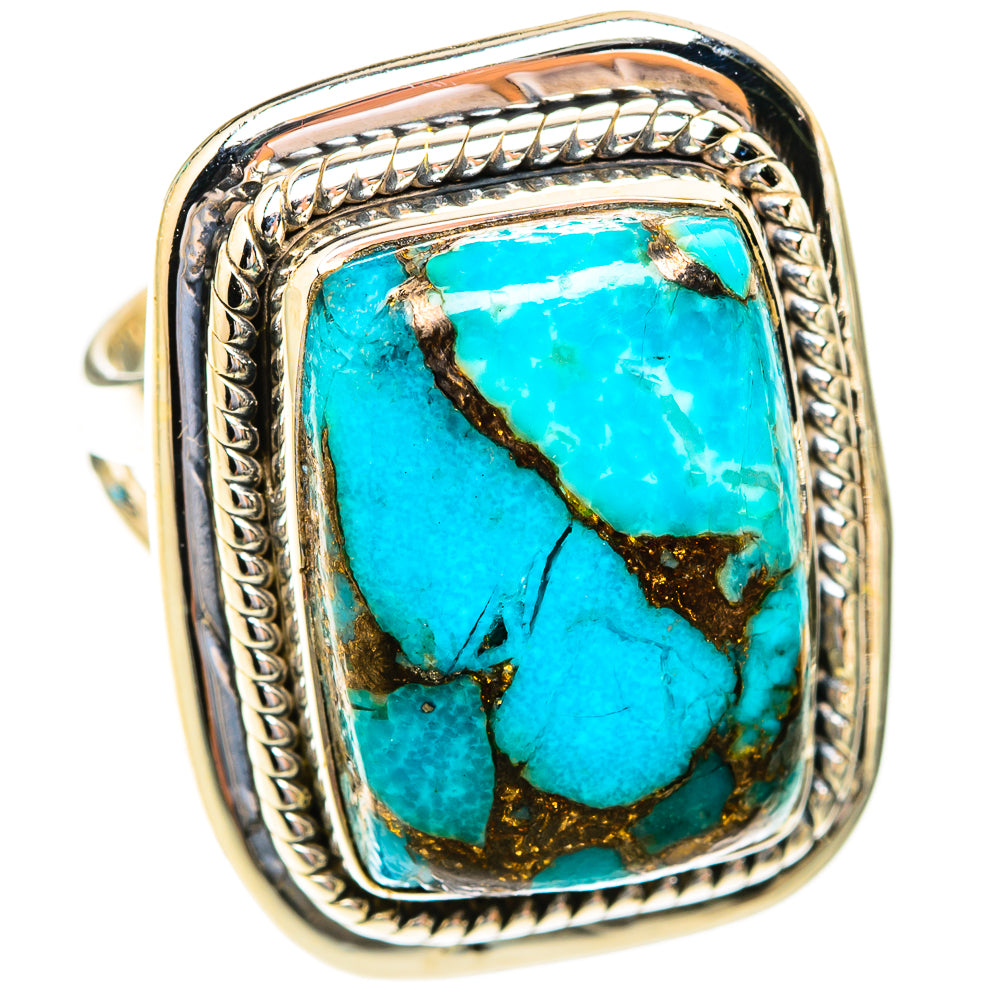 Blue Copper Composite Turquoise Rings handcrafted by Anasilvercos - RING119036 - Photo 2
