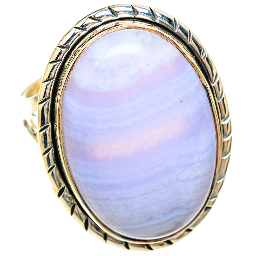 Blue Lace Agate Rings handcrafted by Anasilvercos - RING119073 - Photo 2