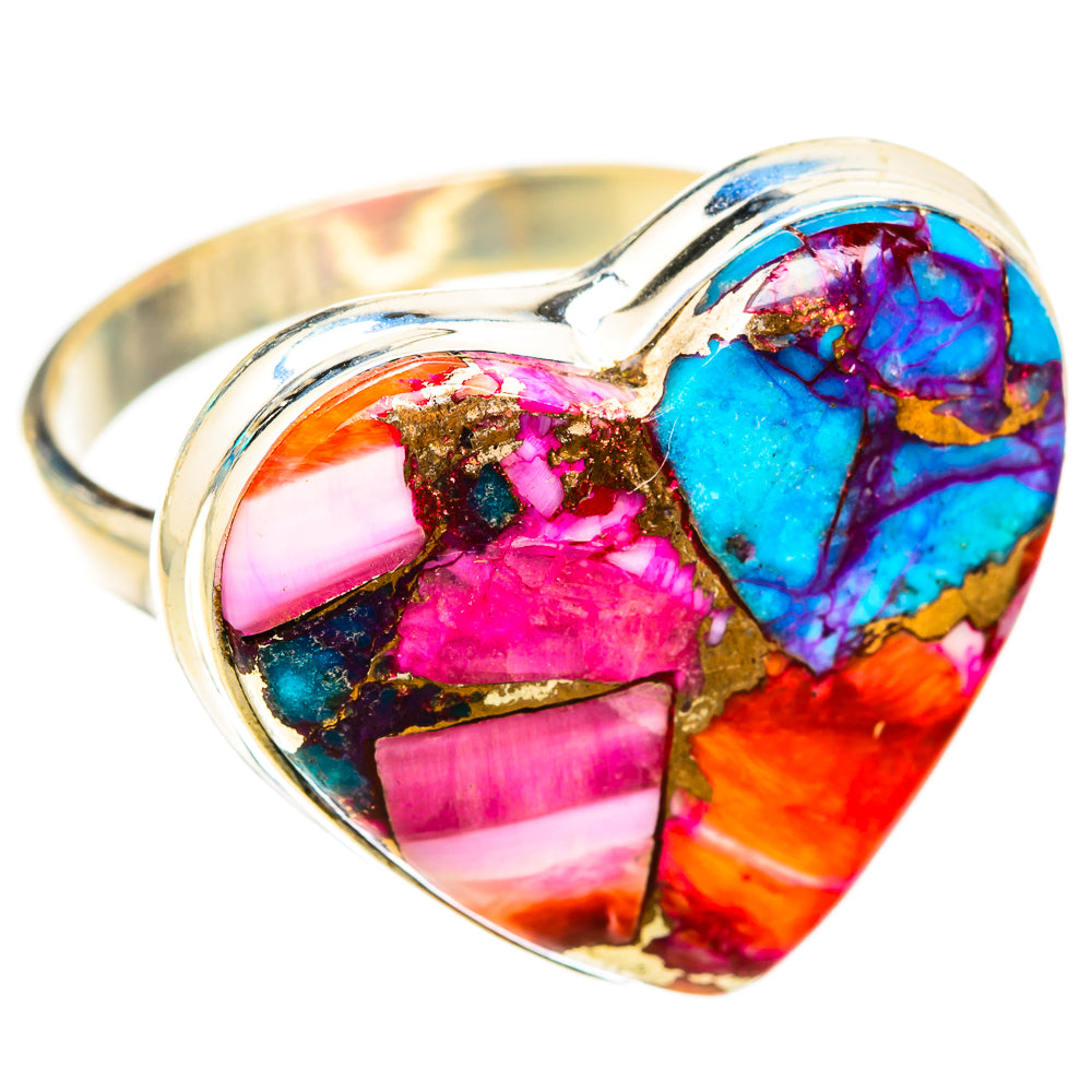 Kingman Pink Dahlia Turquoise Rings handcrafted by Anasilvercos - RING119075 - Photo 2