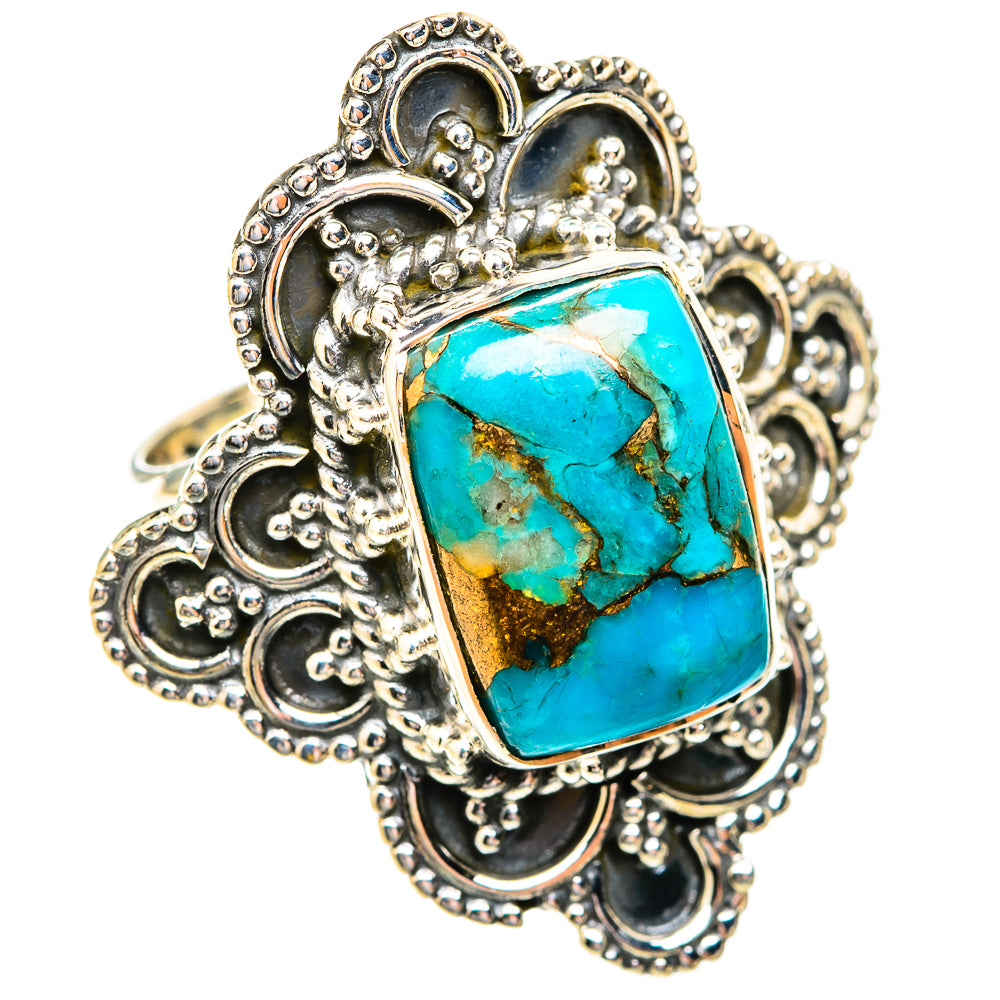 Blue Copper Composite Turquoise Rings handcrafted by Anasilvercos - RING119082 - Photo 2