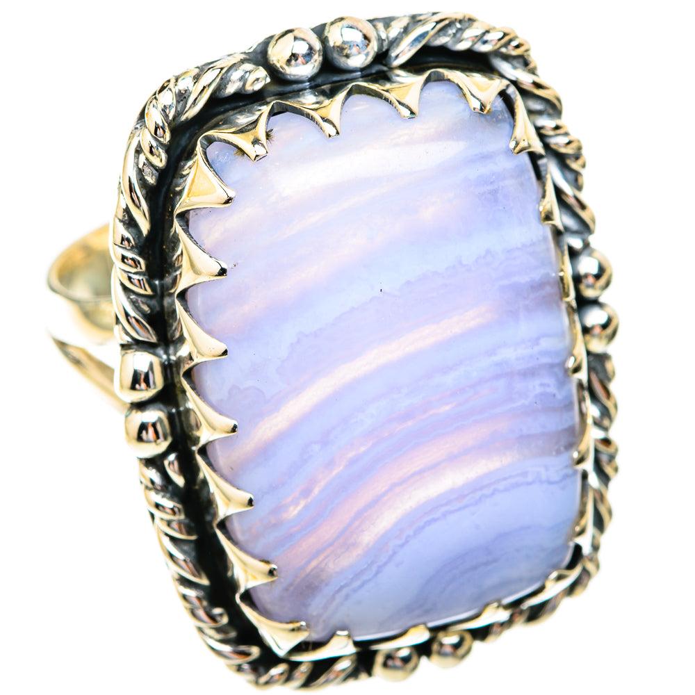 Blue Lace Agate Rings handcrafted by Anasilvercos - RING119105 - Photo 2