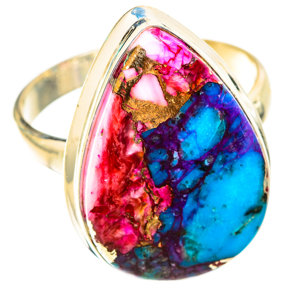 Kingman Pink Dahlia Turquoise Rings handcrafted by Anasilvercos - RING119110 - Photo 2