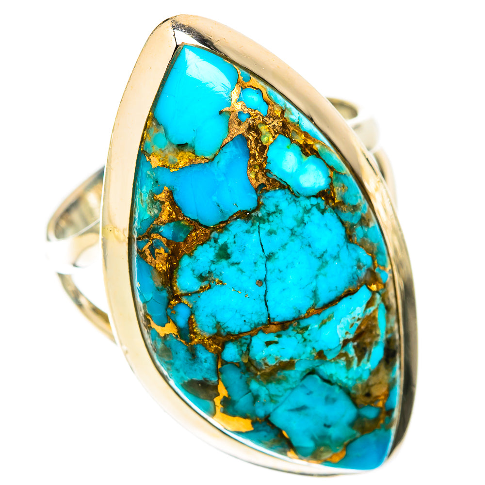 Blue Copper Composite Turquoise Rings handcrafted by Anasilvercos - RING119120 - Photo 2