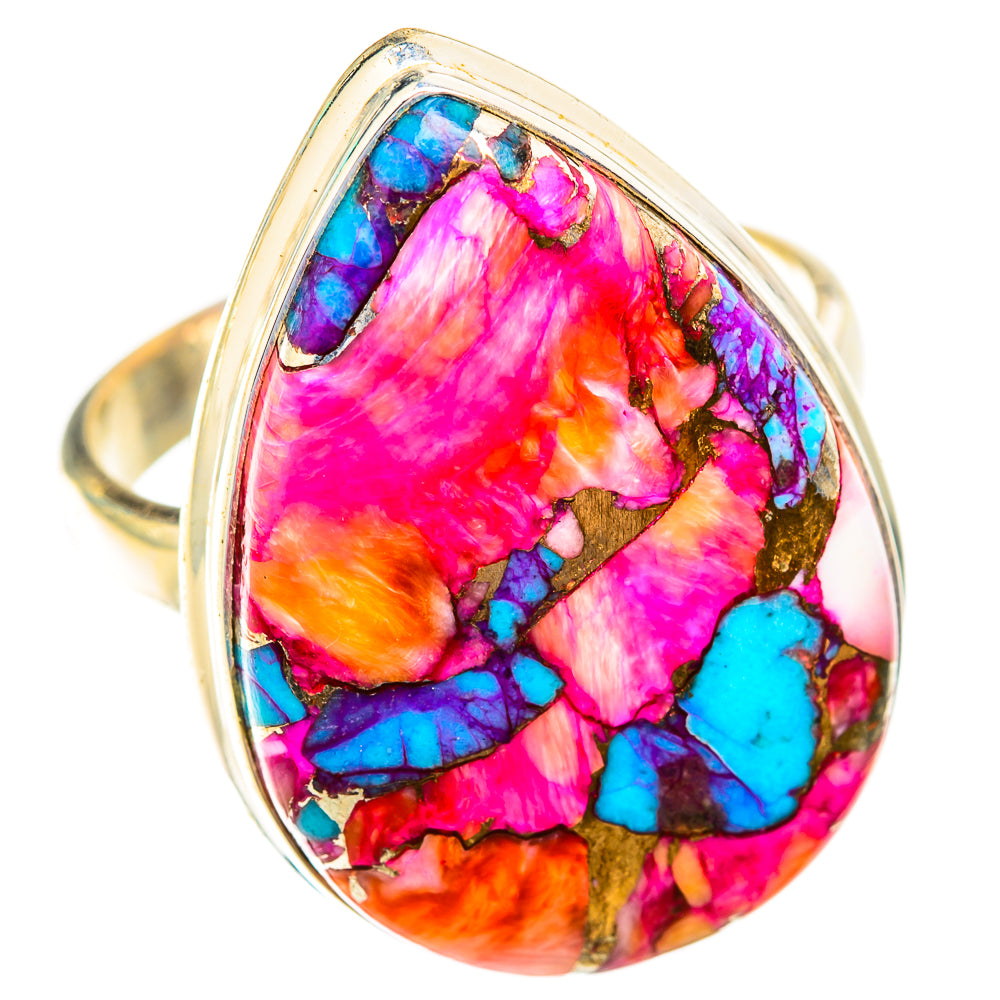 Kingman Pink Dahlia Turquoise Rings handcrafted by Anasilvercos - RING119172 - Photo 2