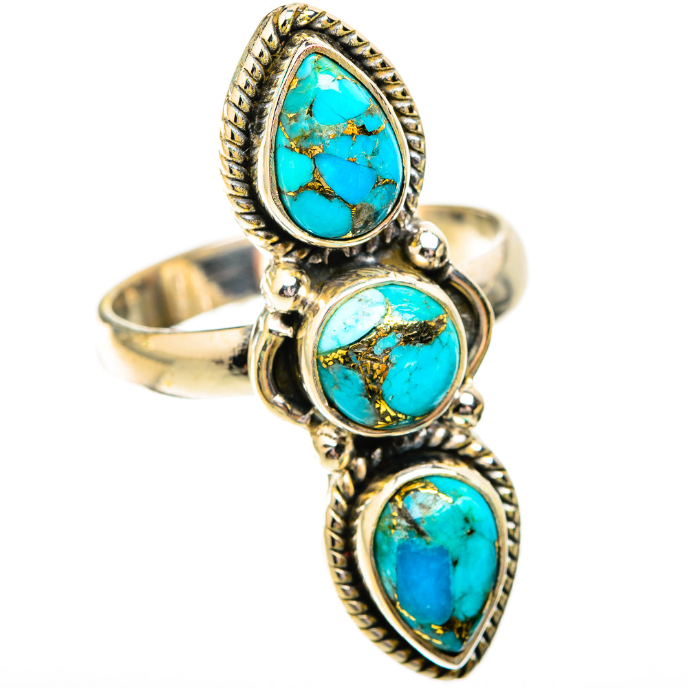 Blue Copper Composite Turquoise Rings handcrafted by Anasilvercos - RING119213 - Photo 2