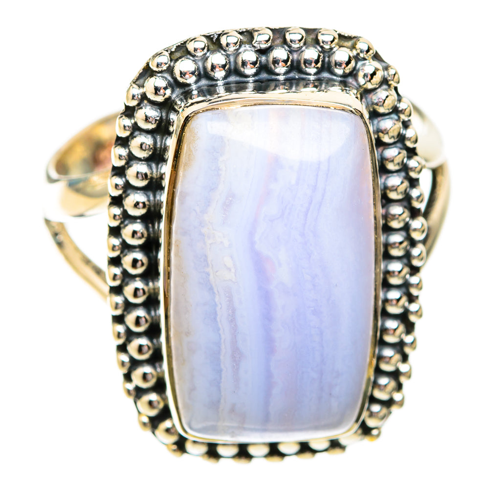 Blue Lace Agate Rings handcrafted by Anasilvercos - RING119233 - Photo 2