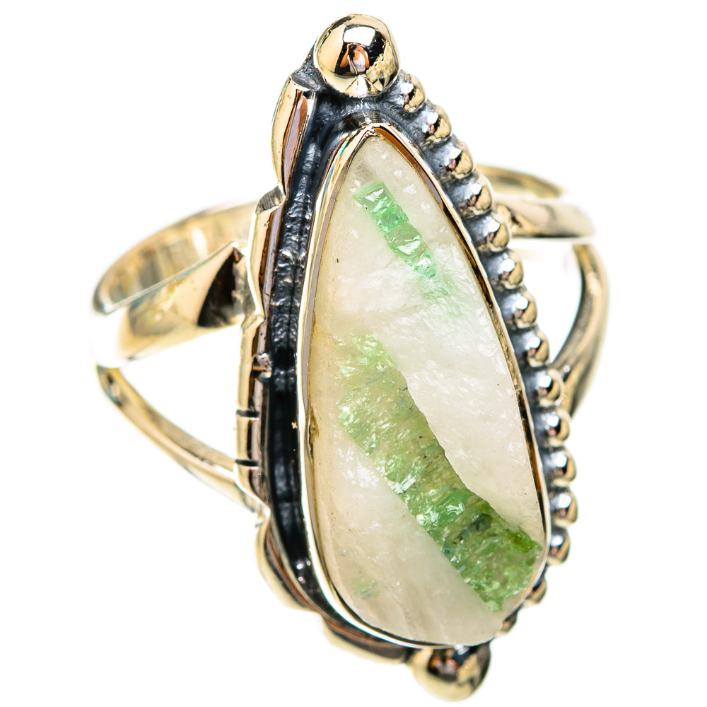 Green Tourmaline In Quartz Rings handcrafted by Anasilvercos - RING119246 - Photo 2