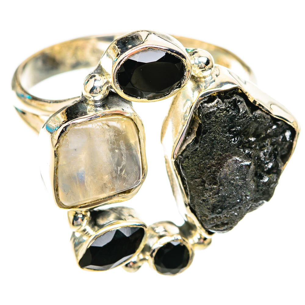Tektite, Rainbow Moonstone, Black Onyx Rings handcrafted by Anasilvercos - RING119260 - Photo 2