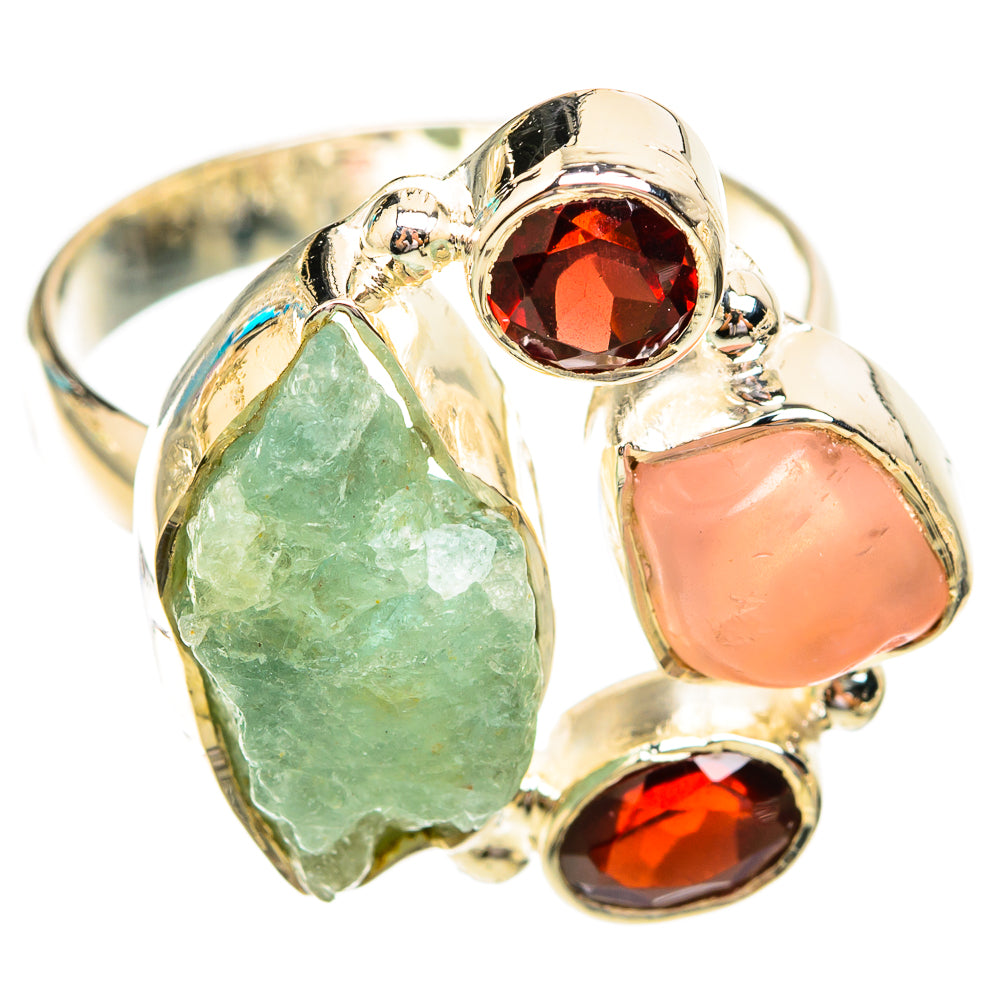 Aquamarine, Rose Quartz, Garnet Rings handcrafted by Anasilvercos - RING119264 - Photo 2