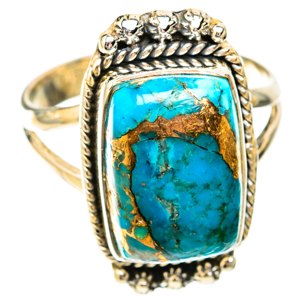 Blue Copper Composite Turquoise Rings handcrafted by Anasilvercos - RING119269 - Photo 2