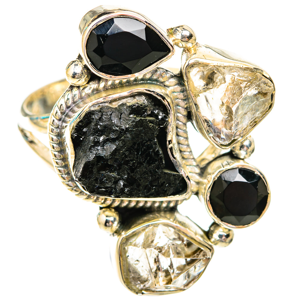 Tektite, Black Onyx, Herkimer Diamond Rings handcrafted by Anasilvercos - RING119288 - Photo 2
