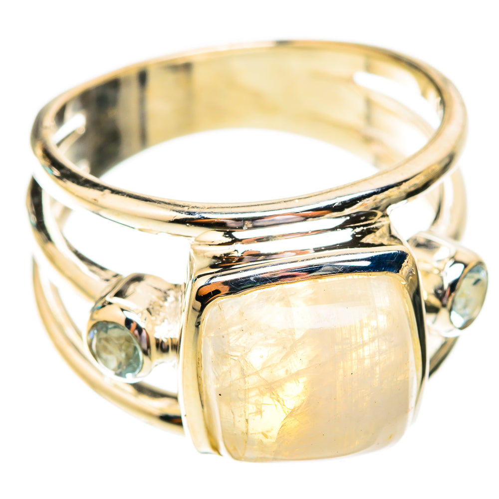 Rainbow Moonstone, Blue Topaz Rings handcrafted by Anasilvercos - RING119289 - Photo 2