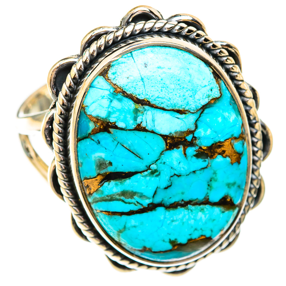 Blue Copper Composite Turquoise Rings handcrafted by Anasilvercos - RING119296 - Photo 2