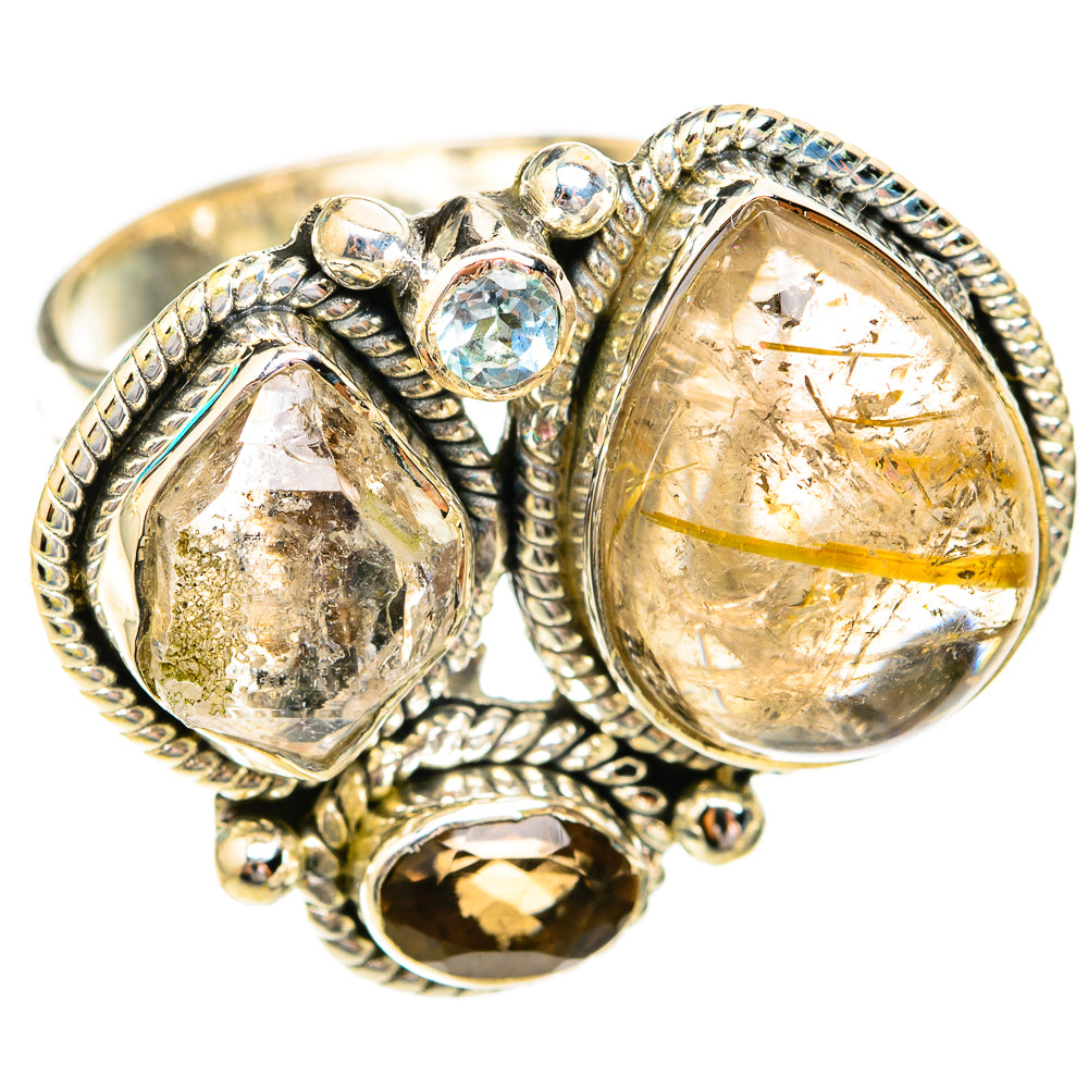 Rutilated Quartz, Herkimer Diamond, Garnet Rings handcrafted by Anasilvercos - RING119336 - Photo 2