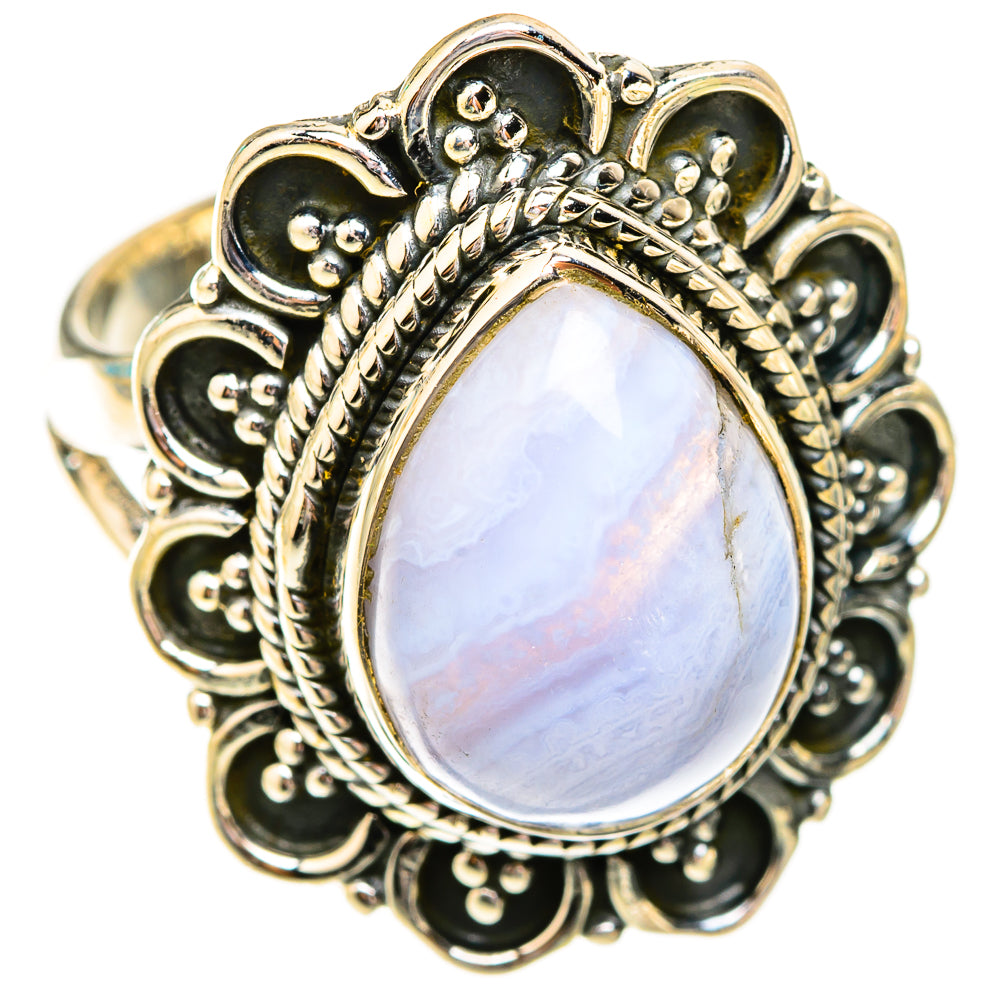 Blue Lace Agate Rings handcrafted by Anasilvercos - RING119339 - Photo 2