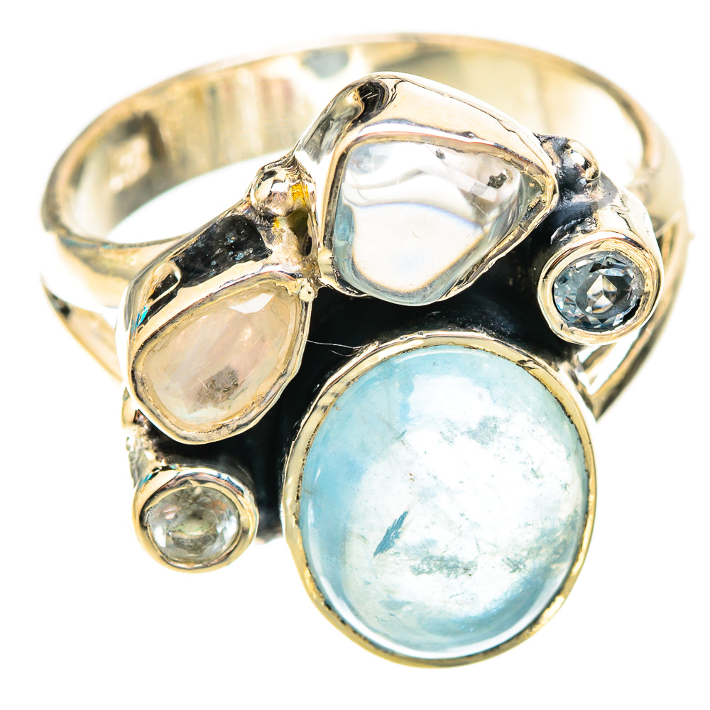 Aquamarine, Blue Topaz, Rainbow Moonstone Rings handcrafted by Anasilvercos - RING119350 - Photo 2