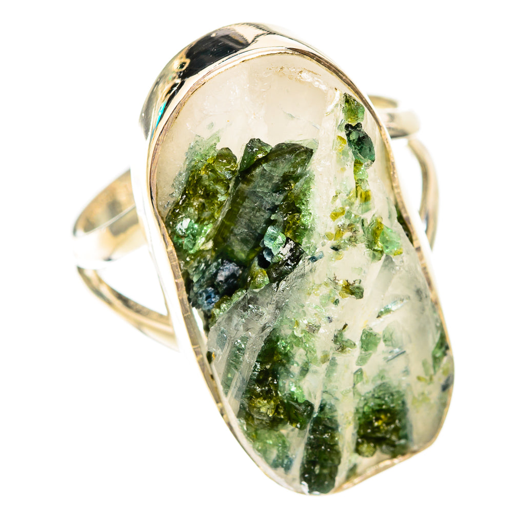 Green Tourmaline In Quartz Rings handcrafted by Anasilvercos - RING119353 - Photo 2