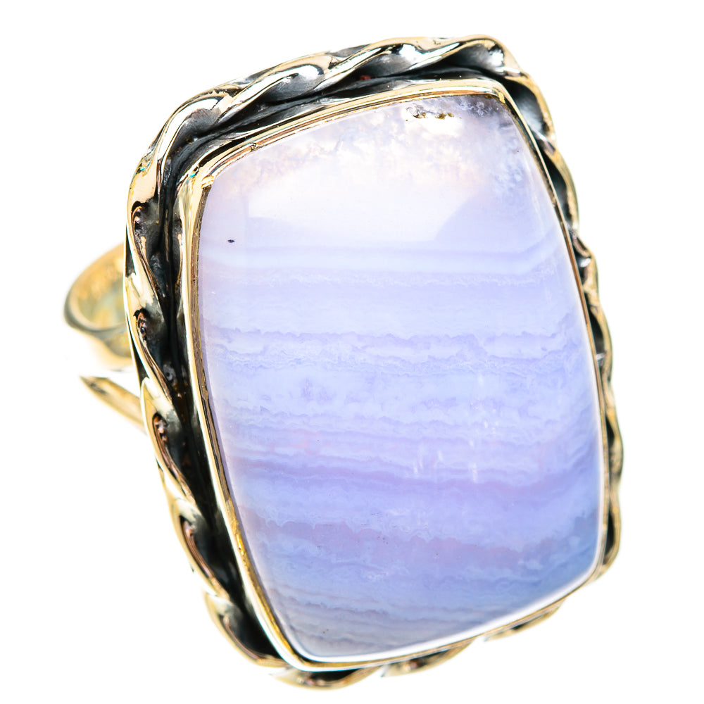Blue Lace Agate Rings handcrafted by Anasilvercos - RING119371 - Photo 2