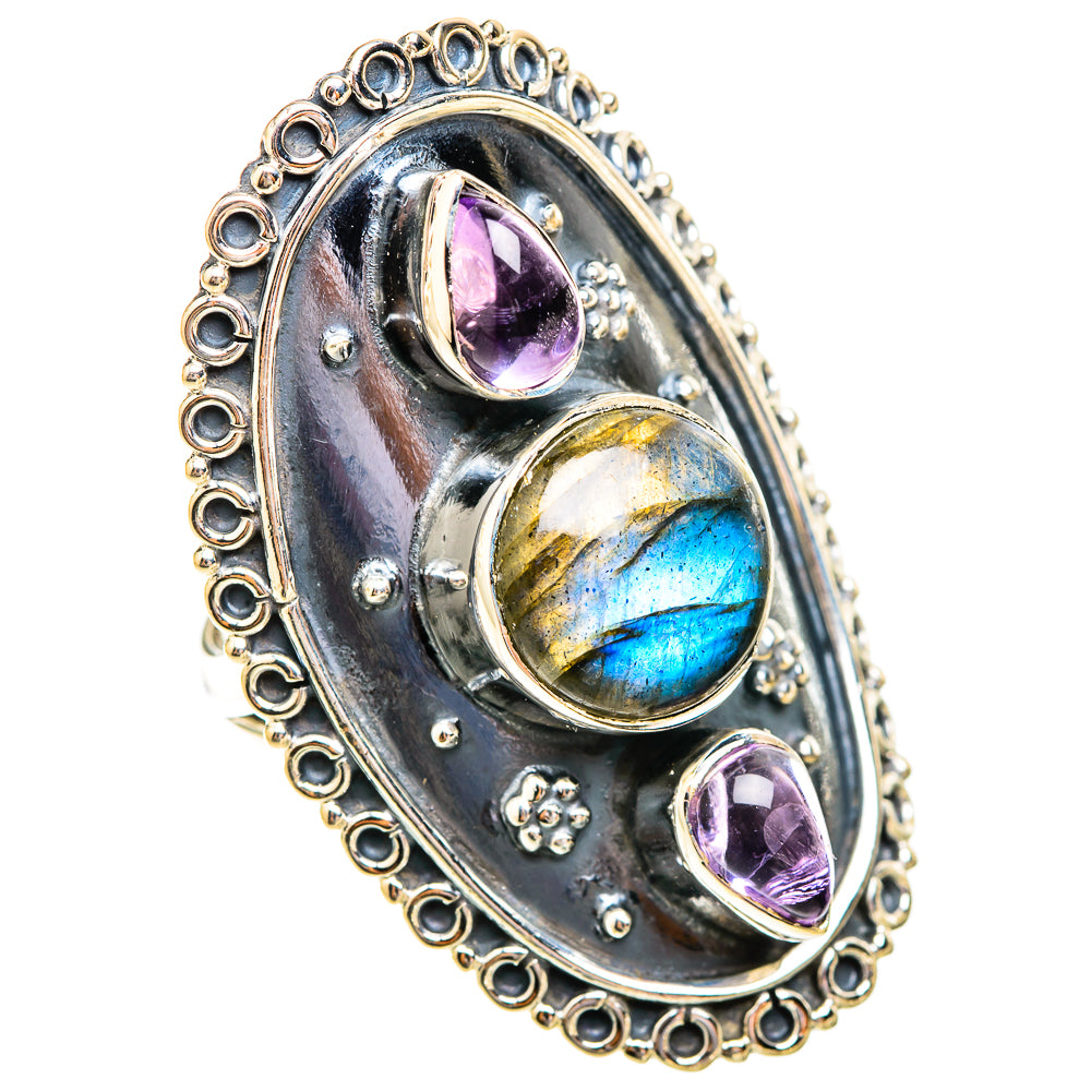 Labradorite, Amethyst Rings handcrafted by Anasilvercos - RING119376 - Photo 2