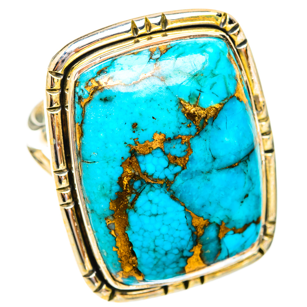 Blue Copper Composite Turquoise Rings handcrafted by Anasilvercos - RING119383 - Photo 2